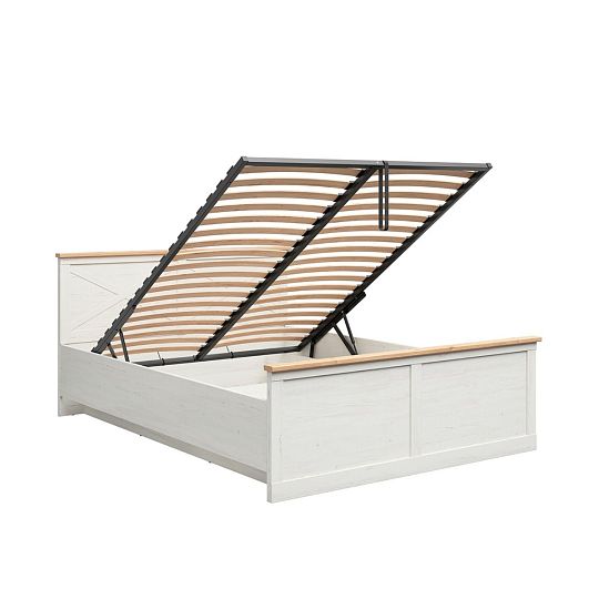 FRIJA postel 160 cm + rošt, borovice bílá andersen/dub artisan