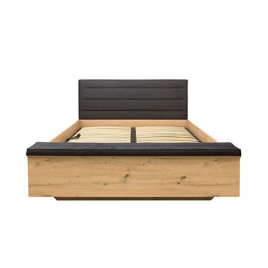 OSTIA postel 140 cm + rošt a úložný prostor, dub artisan/černá