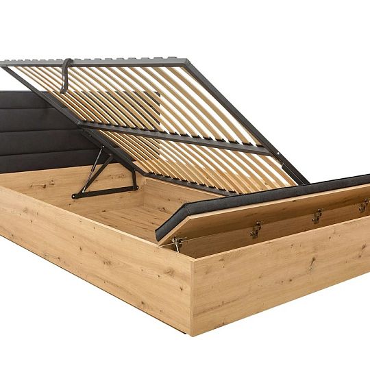 OSTIA postel 140 cm + rošt a úložný prostor, dub artisan/černá