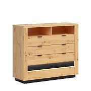 OSTIA komoda KOM4S, dub artisan/černý lesk