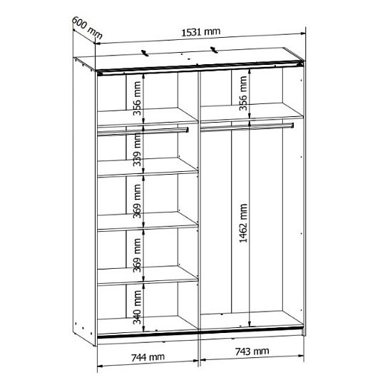 TETRIX šatní skříň SZF/153/2M, dub sonoma