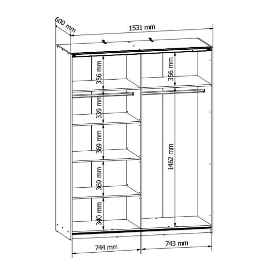 TETRIX šatní skříň SZF/153/M, bílý lesk
