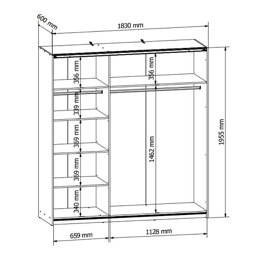 TETRIX šatní skříň SZF/183/2M, bílý lesk