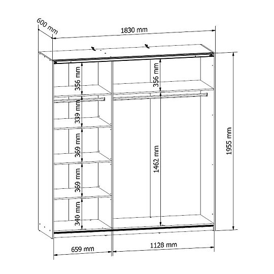TETRIX šatní skříň SZF/183/M, dub sonoma