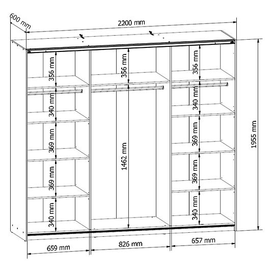 TETRIX šatní skříň SZF/220/2M, bílý lesk