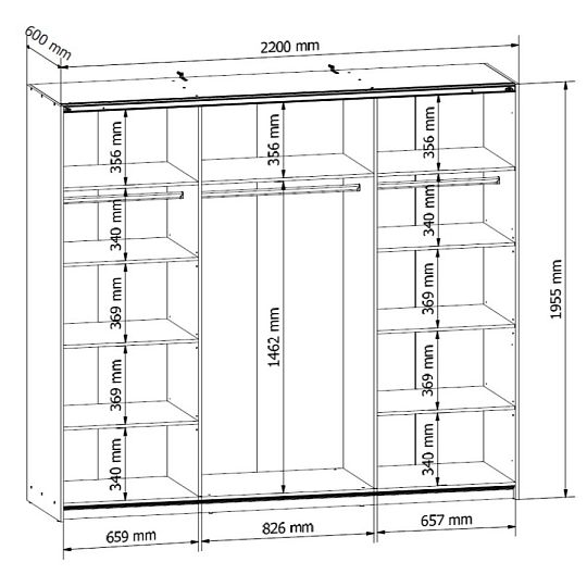 TETRIX šatní skříň SZF/220/M, dub sonoma