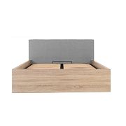 TETRIX postel s čalouněným čelem 140 + rošt a úložný prostor, dub sonoma/šedá