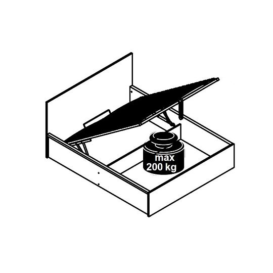 TETRIX postel s čalouněným čelem 140 + rošt a úložný prostor, dub sonoma/šedá
