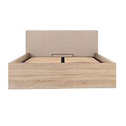 TETRIX postel s čalouněným čelem 140 cm + rošt a úložný prostor, dub sonoma/béžová