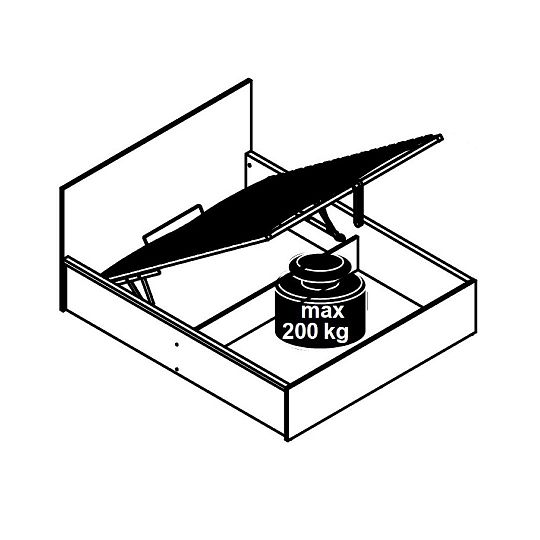 TETRIX postel s čalouněným čelem 140 cm + rošt a úložný prostor, dub sonoma/béžová