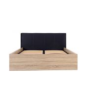 TETRIX postel s čalouněným čelem 140 cm + rošt a úložný prostor, dub sonoma/černá