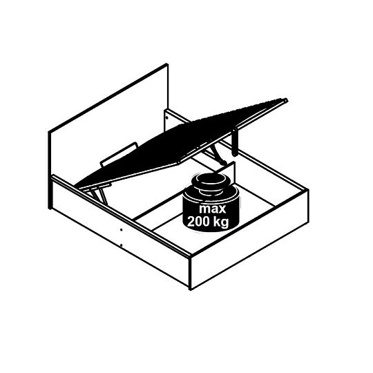 TETRIX postel s čalouněným čelem 160 cm, rošt a úložný prostor, dub wotan/šedá