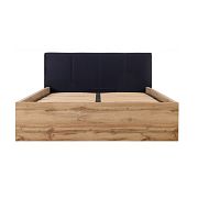 TETRIX postel s čalouněným čelem 160 cm, rošt a úložný prostor, dub wotan/černá