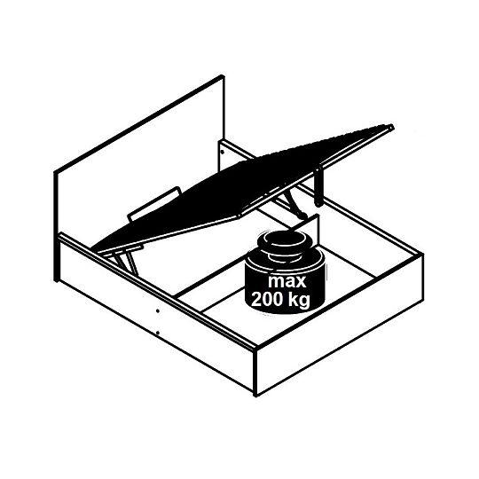 TETRIX postel s čalouněným čelem 160 cm, rošt a úložný prostor, dub wotan/černá