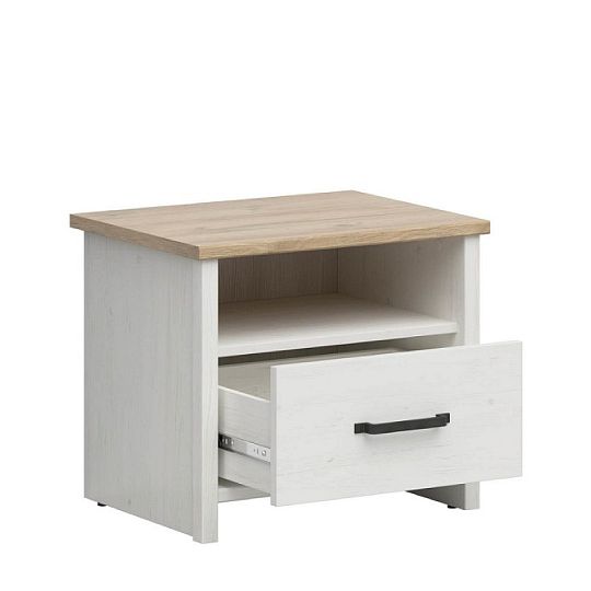 LOKSA noční stolek KOM1S, borovice bílá anderson