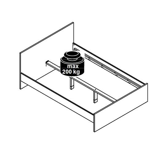 LOKSA postel 160 cm, bez roštu a matrace, borovice bílá anderson