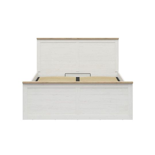 LOKSA postel 160 cm, s roštem, bez matrace, borovice bílá anderson