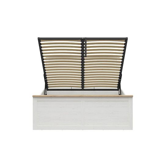 LOKSA postel 160 cm, s roštem, bez matrace, borovice bílá anderson