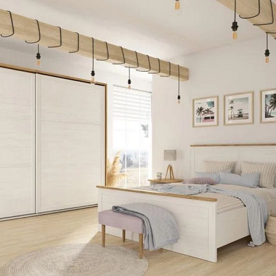 LOKSA postel 180 cm, borovice bílá anderson