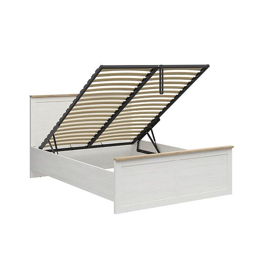 LOKSA postel 180 cm, s roštem, bez matrace, borovice bílá anderson