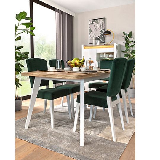 Jídelní židle, ALAMEDA, bílá teplá/zelená