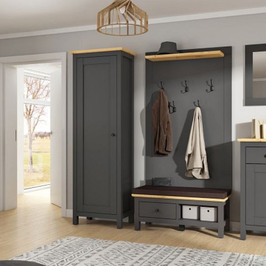 HESEN policová skříň REG1D/20/7, grafit/dub artisan