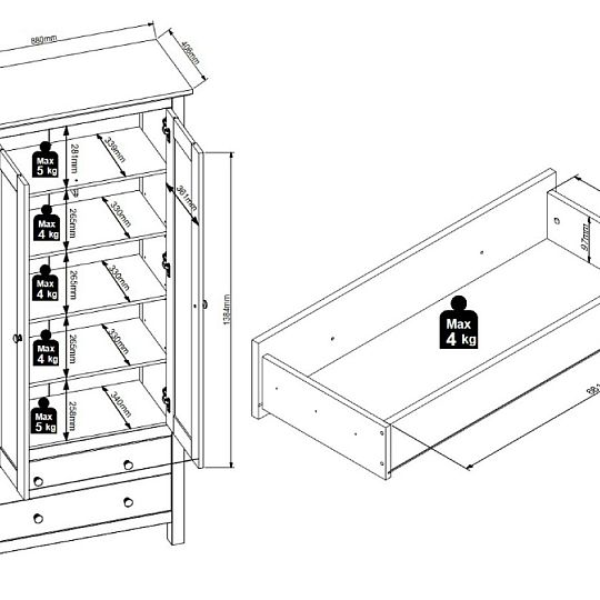 HESEN šatní skříň REG2L2S/20/9, modřín sibiu světlý/borovice larico