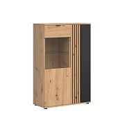 VABRES vitrína REG1D1W/90, dub artisan/černá