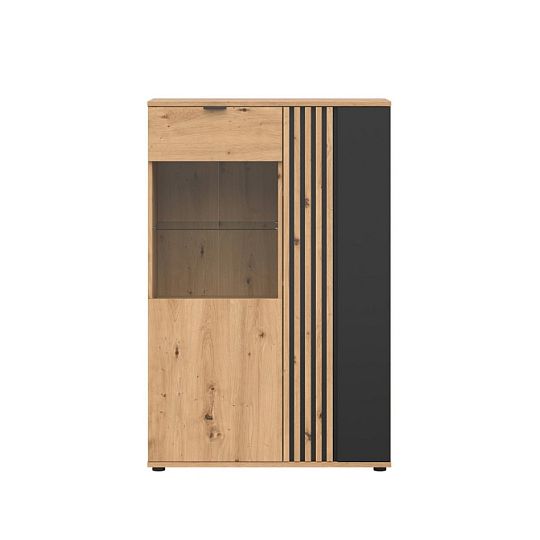 VABRES vitrína REG1D1W/90, dub artisan/černá