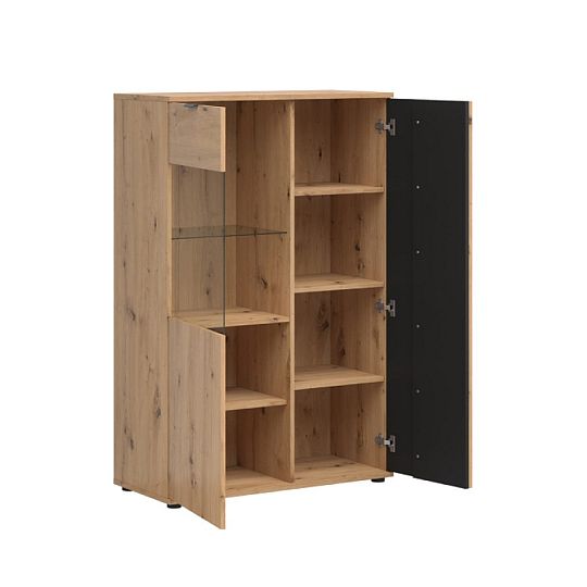 VABRES vitrína REG1D1W/90, dub artisan/černá