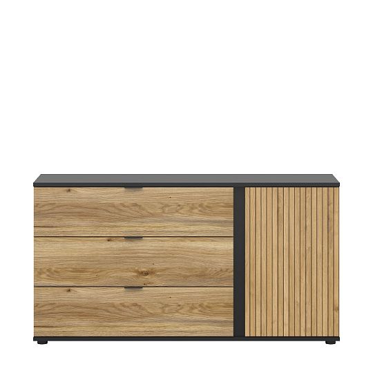 LUEN komoda KOM1D3S, černá/dub tegola/dub mauvella