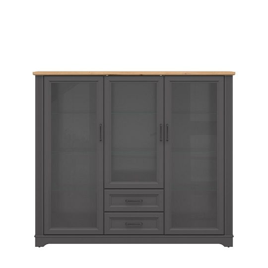 TOLMIN vitrína REG3W2S, grafit/dub artisan