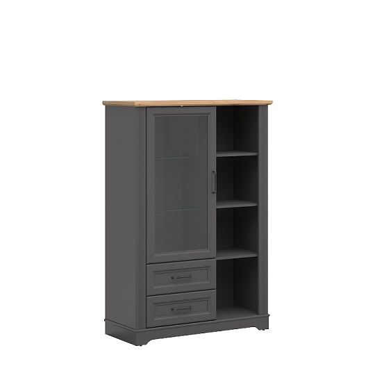 TOLMIN vitrína REG1W2S, grafit/dub artisan