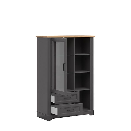 TOLMIN vitrína REG1W2S, grafit/dub artisan