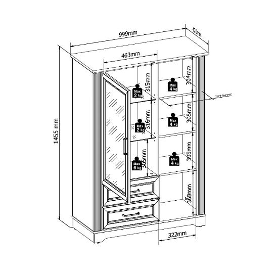 TOLMIN vitrína REG1W2S, grafit/dub artisan