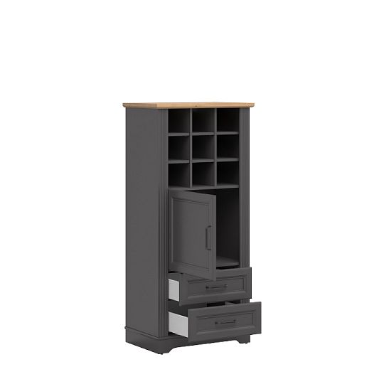 TOLMIN vysoká komoda REG1D2S/68, grafit/dub artisan