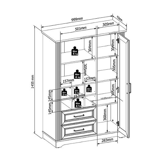 TOLMIN regál REG1D2S, grafit/dub artisan