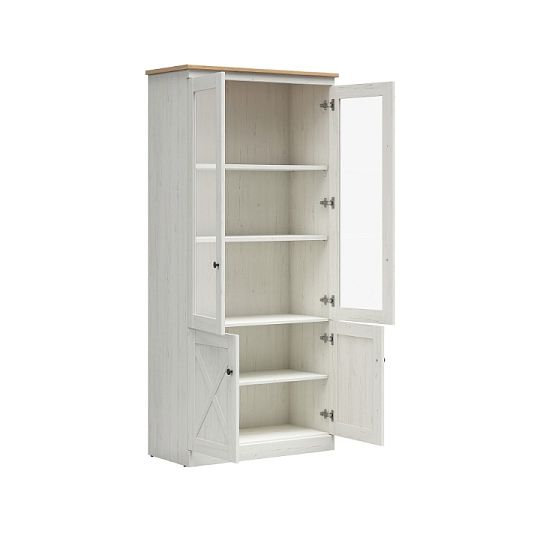 FRIJA vitrína REG2W2D, borovice bílá andersen/dub artisan