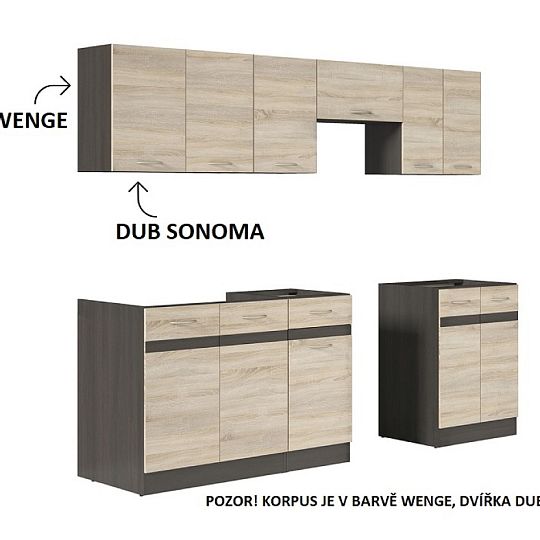 Junona Line  horní skříňka 80 cm, Wenge/Dub Sonoma