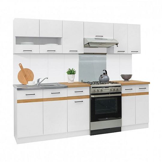 Kuchyň Junona Modul 240, Bílá/Bílý lesk