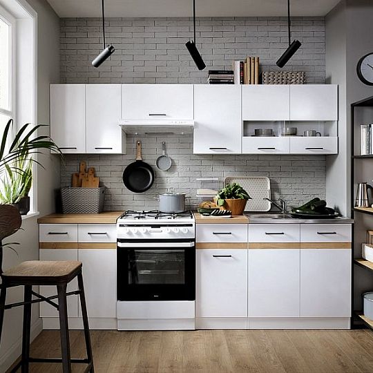 Kuchyň Junona Modul 240, Bílá/Bílý lesk