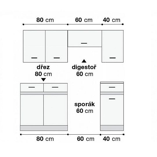 Kuchyň JUNONA 180 cm, bez pracovní desky, bílá/vanilka lesk/modřín sibiu zlatý