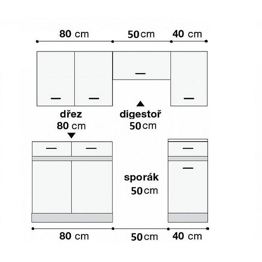 Kuchyň JUNONA RAMKA 170 cm, bez pracovní desky, bílá