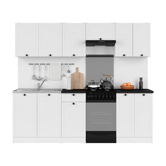 Kuchyň JUNONA RAMKA 230 cm, bez pracovní desky, bílá