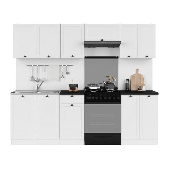 Kuchyň JUNONA RAMKA 240 cm, bez pracovní desky, bílá