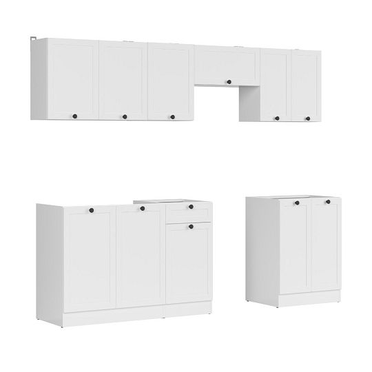 Kuchyň JUNONA RAMKA 240 cm, bez pracovní desky, bílá