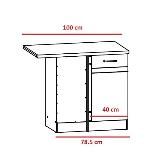 JUNONA RAMKA rohová skříňka 100 cm, levá, bílá