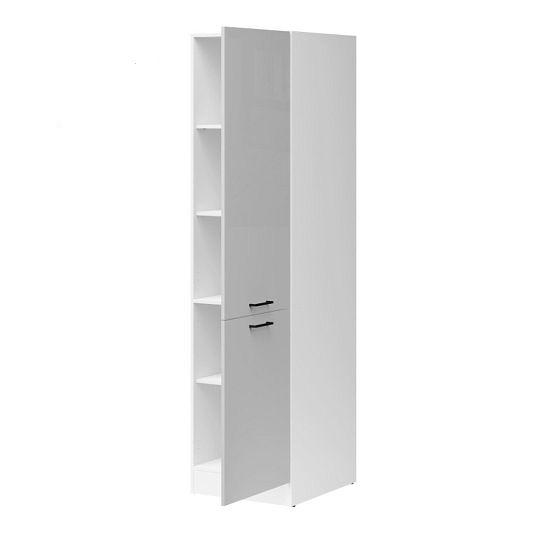 JUNONA TAFLA potravinová skříňka 50 cm, pravá, šedý lesk/bílá