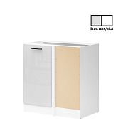 JUNONA TAFLA rohová skříňka 100 cm, pravá, šedý lesk/bílá