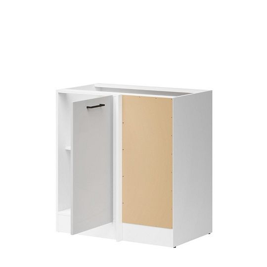 JUNONA TAFLA rohová skříňka 100 cm, pravá, šedý lesk/bílá